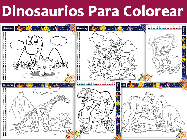 Dibujo de Dinosaurio Página para colorear Los niños deben descubrir dos hechos divertidos